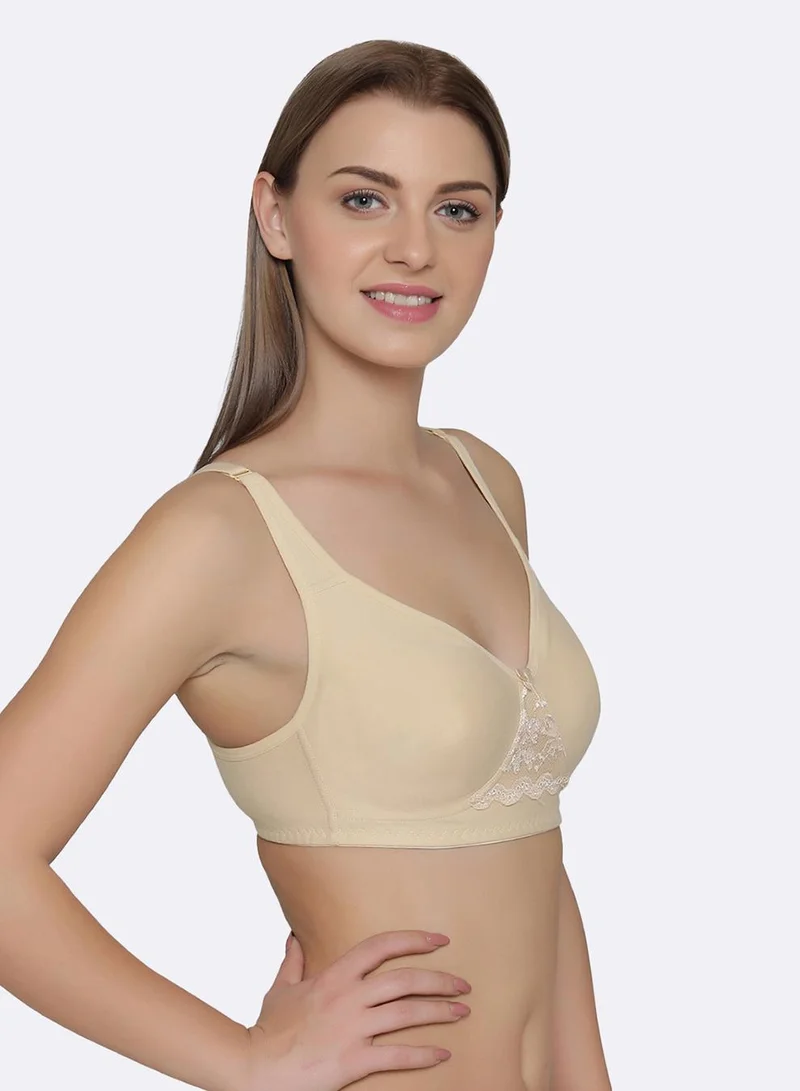 Clovia Multicolour Non-Padded Non-Wired Full Coverage T-shirt Bra in White & Cream - Cotton for Women | Best Price UAE